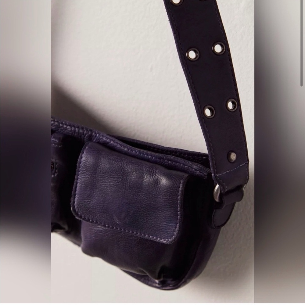 Free People- Plum Wade Leather Sling Bag - Picture 2 of 9